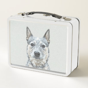 Australian Cattle Dog Painting - Cute Original Art Metal Lunch Box