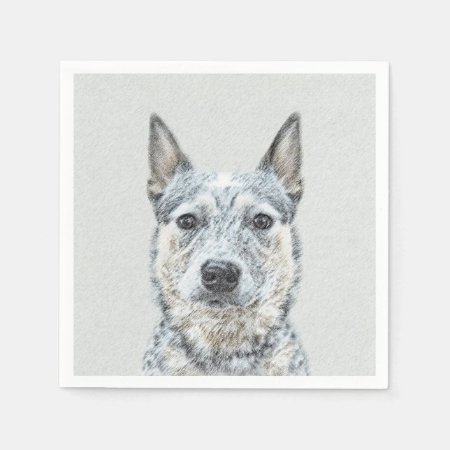 Australian Cattle Dog Painting - Cute Original Art Napkin (Front)