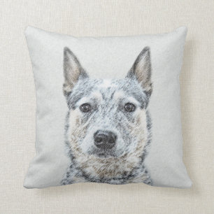Australian Cattle Dog Painting - Cute Original Art Throw Pillow