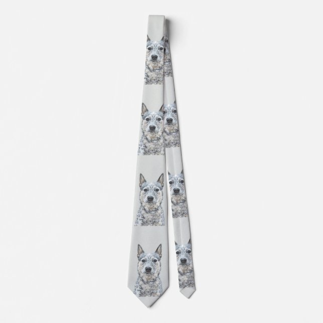 Australian Cattle Dog Painting - Cute Original Art Tie (Front)