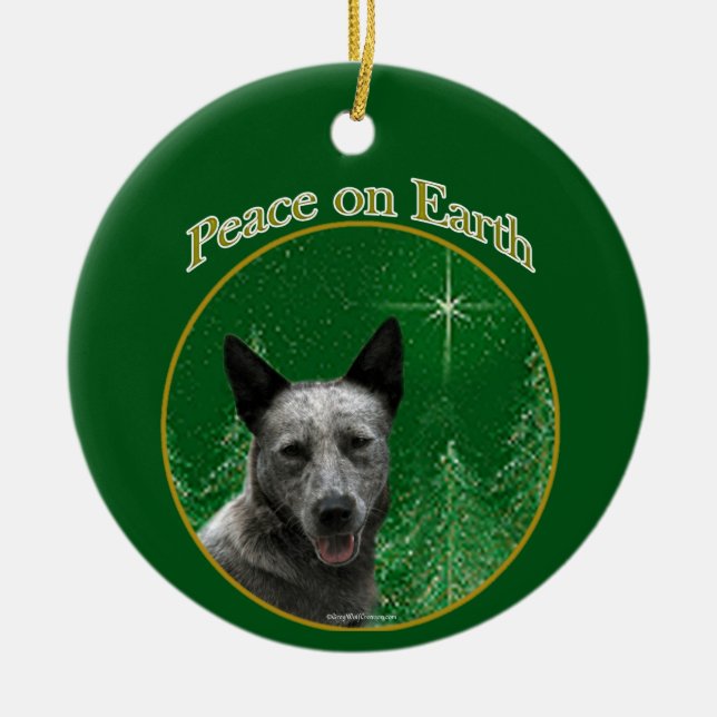Australian Cattle Dog Peace Ceramic Ornament (Front)