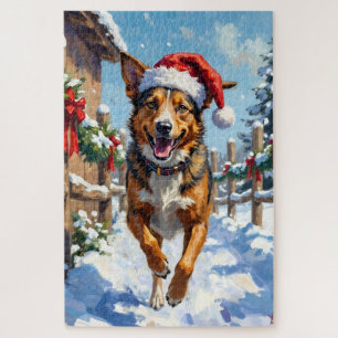 Australian Cattle Dog Red Heeler Christmas Jigsaw Puzzle