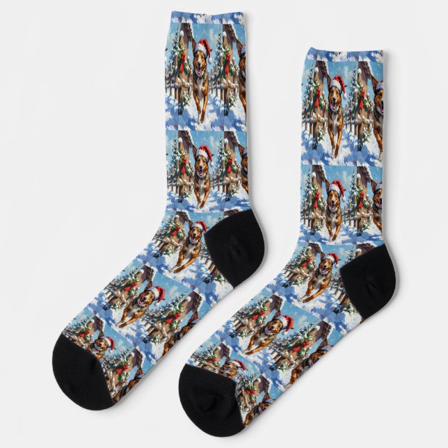 Australian Cattle Dog Red Heeler Christmas Socks (Left)