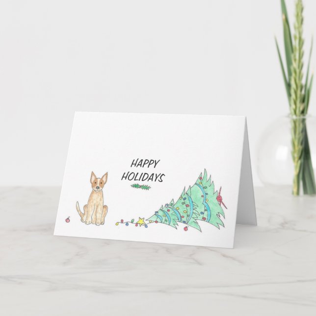 Australian Cattle Dog Red Heeler Holiday Card (Front)