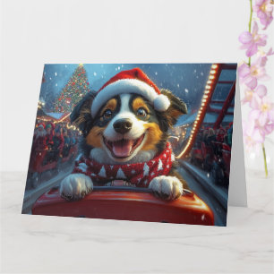 Australian Cattle Dog Roller Coaster Christmas Card