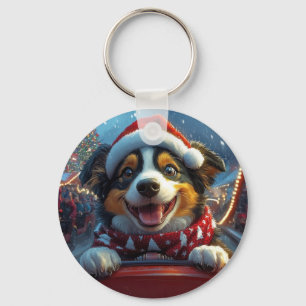 Australian Cattle Dog Roller Coaster Christmas Keychain
