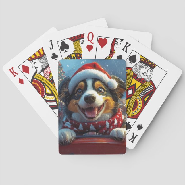 Australian Cattle Dog Roller Coaster Christmas Playing Cards (Back)