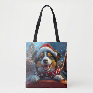 Australian Cattle Dog Roller Coaster Christmas Tote Bag