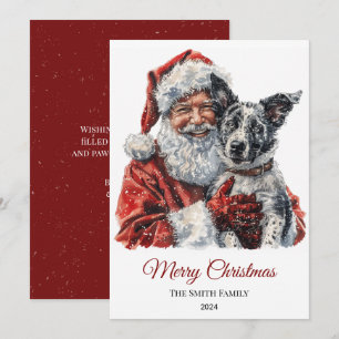 Australian Cattle Dog Santa Claus Christmas Holiday Card