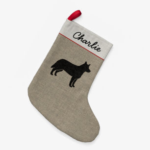 Australian Cattle Dog Silhouette with Custom Text Small Christmas Stocking