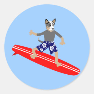 Australian Cattle Dog Surfer Classic Round Sticker
