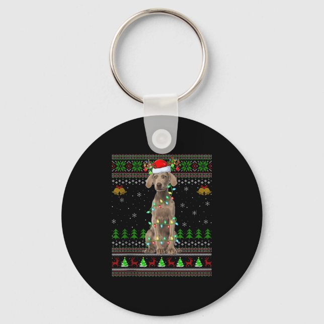 Australian Cattle Dog Ugly Christmas Sweaters Holi Keychain (Front)