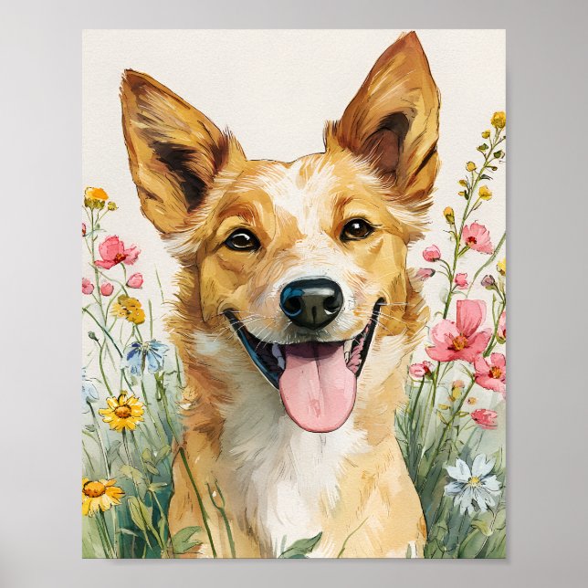 Australian Cattle Dog Wall Art – Watercolor Cattle (Front)