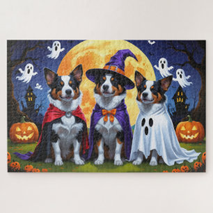 Australian Cattle Dogs Pumpkin Halloween Funny Jigsaw Puzzle