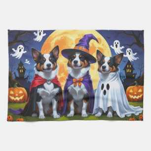 Australian Cattle Dogs Pumpkin Halloween Funny Kitchen Towel