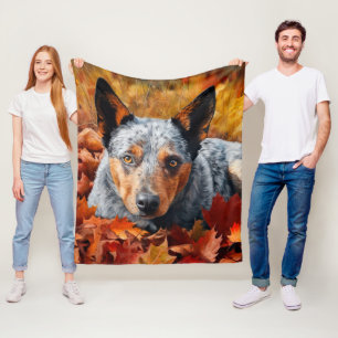 Australian Cattle in Autumn Leaves Fall Inspire Fleece Blanket