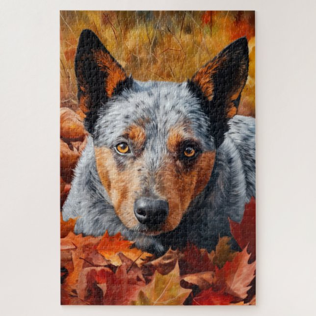 Australian Cattle  in Autumn Leaves Fall Inspire  Jigsaw Puzzle (Vertical)