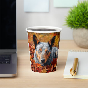 Australian Cattle  in Autumn Leaves Fall Inspire  Paper Cups