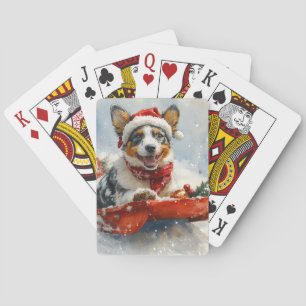 Australian Cattle in Sledge Let it Snow Christmas Playing Cards