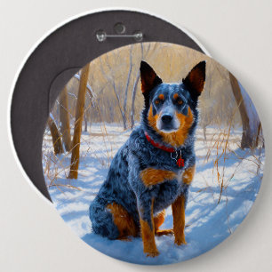 Australian Cattle Let It Snow Christmas 6 Inch Round Button