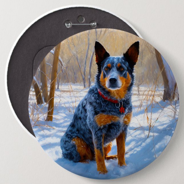 Australian Cattle Let It Snow Christmas 6 Inch Round Button (Front & Back)