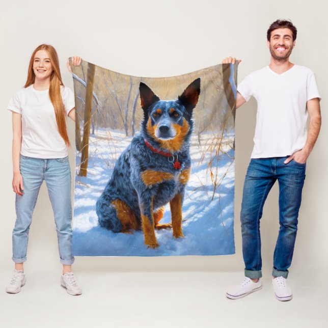 Australian Cattle Let It Snow Christmas Fleece Blanket (In Situ)