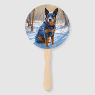 Australian Cattle Let It Snow Christmas Hand Fan