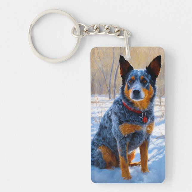 Australian Cattle Let It Snow Christmas Keychain (Front)