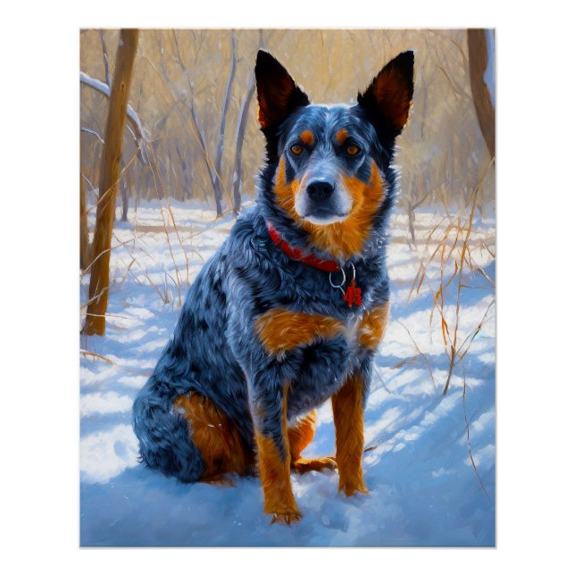 Australian Cattle Let It Snow Christmas Poster (Front)