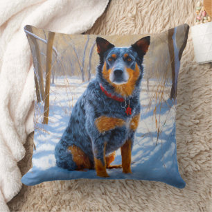 Australian Cattle Let It Snow Christmas Throw Pillow