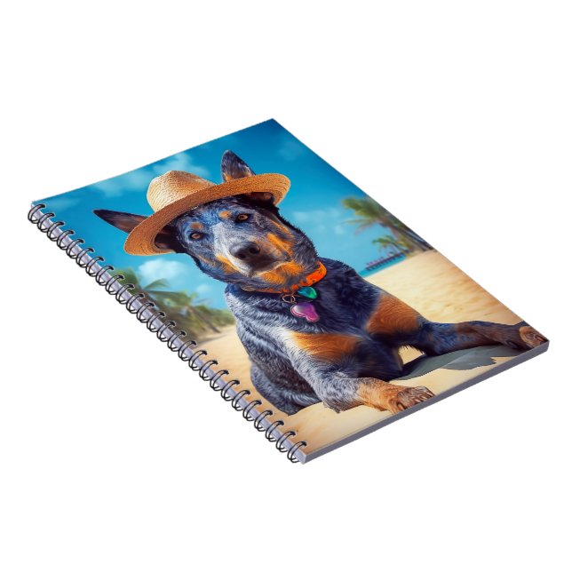 Australian Cattle on Beach,dog lovers summer gift Notebook (Right Side)
