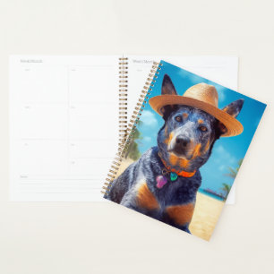 Australian Cattle on Beach,dog lovers summer gift Planner