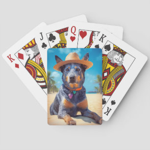 Australian Cattle on Beach,dog lovers summer gift Playing Cards