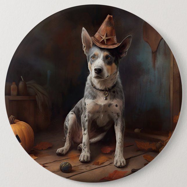 Australian Cattle Pumpkins Halloween Scary 6 Inch Round Button (Front)