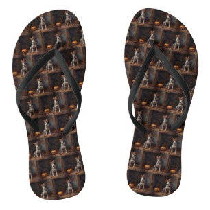 Australian Cattle Pumpkins Halloween Scary Flip Flops