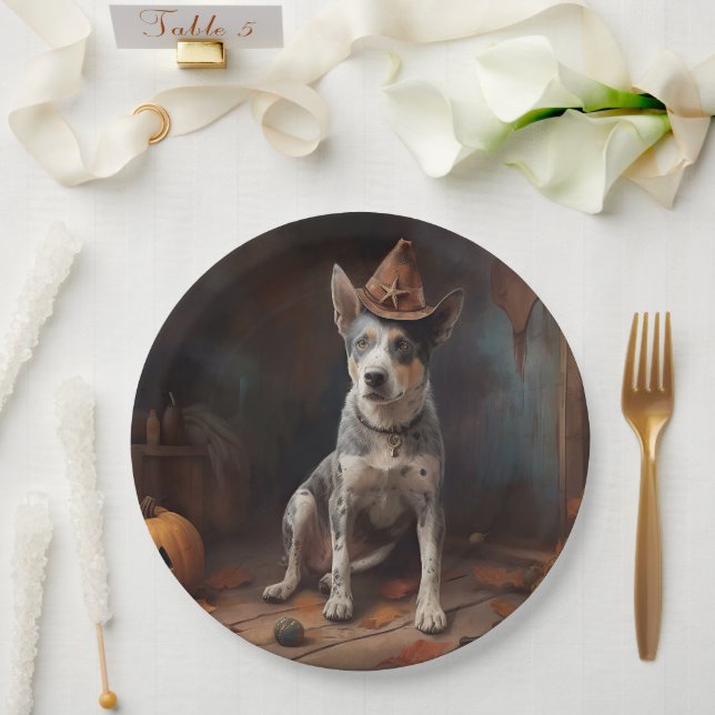 Australian Cattle Pumpkins Halloween Scary Paper Plate (Wedding)