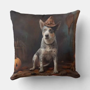 Australian Cattle Pumpkins Halloween Scary Throw Pillow