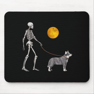Australian Cattle Skeleton Dog Walking Halloween Mouse Pad
