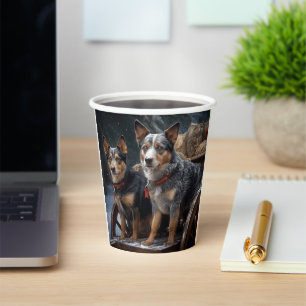 Australian Cattle Snowy Sleigh Christmas Decor Paper Cups