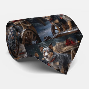 Australian Cattle Snowy Sleigh Christmas Decor Tie