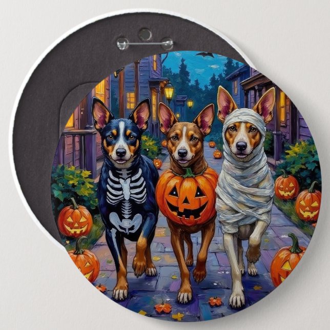 Australian Cattle Trick-or-Treating in Halloween 6 Inch Round Button (Front & Back)