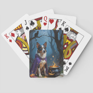Australian Cattle Whimsical Halloween Painting Playing Cards