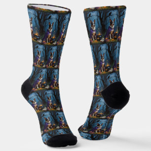 Australian Cattle Whimsical Halloween Painting Socks