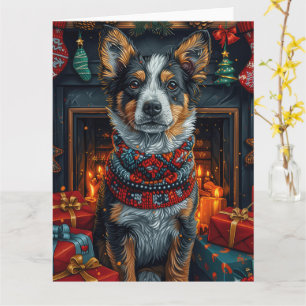 Australian Cattle with Christmas Gifts Fireplace Card