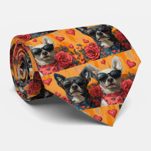 Australian Cattle With Heart Roses Valentine's Day Tie