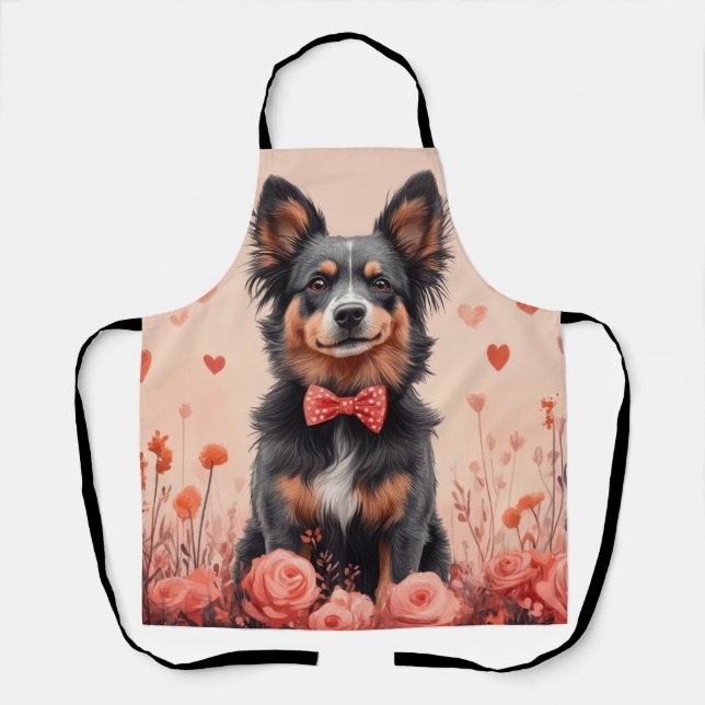 Australian Cattle with Roses - Valentine's Day Apron (Front)