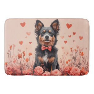 Australian Cattle with Roses - Valentine's Day Bath Mat