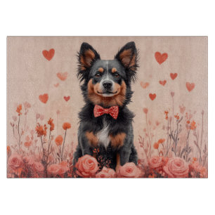 Australian Cattle with Roses - Valentine's Day Cutting Board