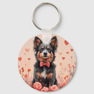 Australian Cattle with Roses - Valentine's Day Keychain