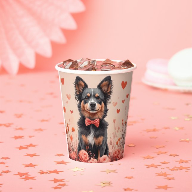 Australian Cattle with Roses - Valentine's Day Paper Cups (Insitu)